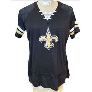 New Orleans Saints Fanatics Blitz & Glam V-Neck Lace Up Shirt Sz. XL